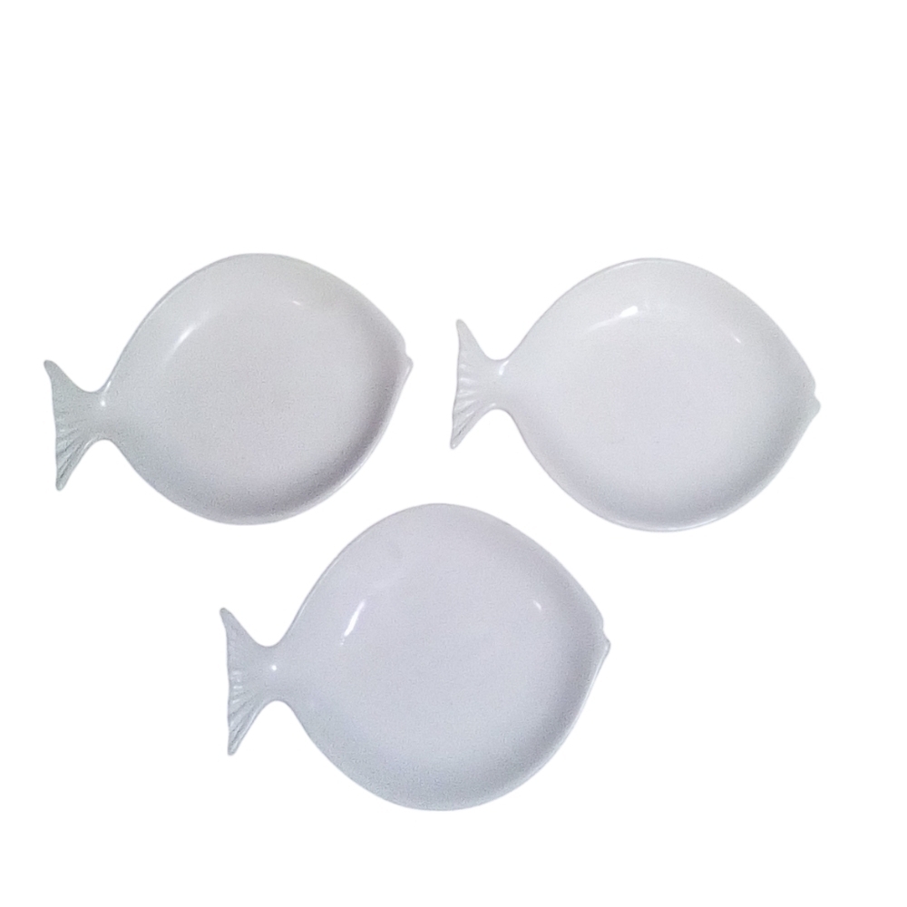 Pottery Barn Ceramic Cream Fish Appetizer Plate